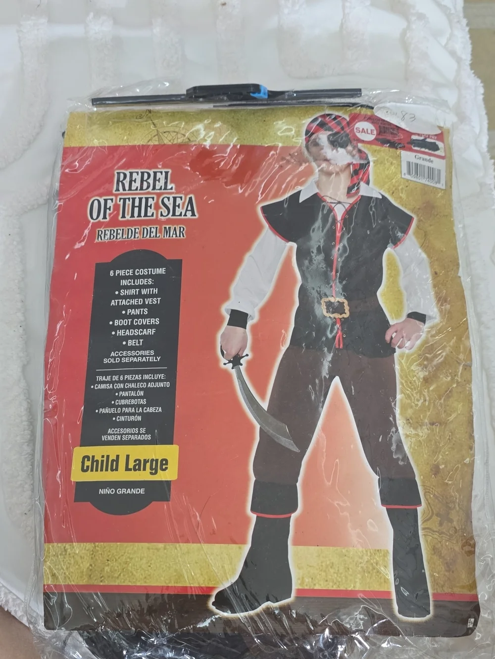 Kids Pirate Costume - Black & Red, Child Large
